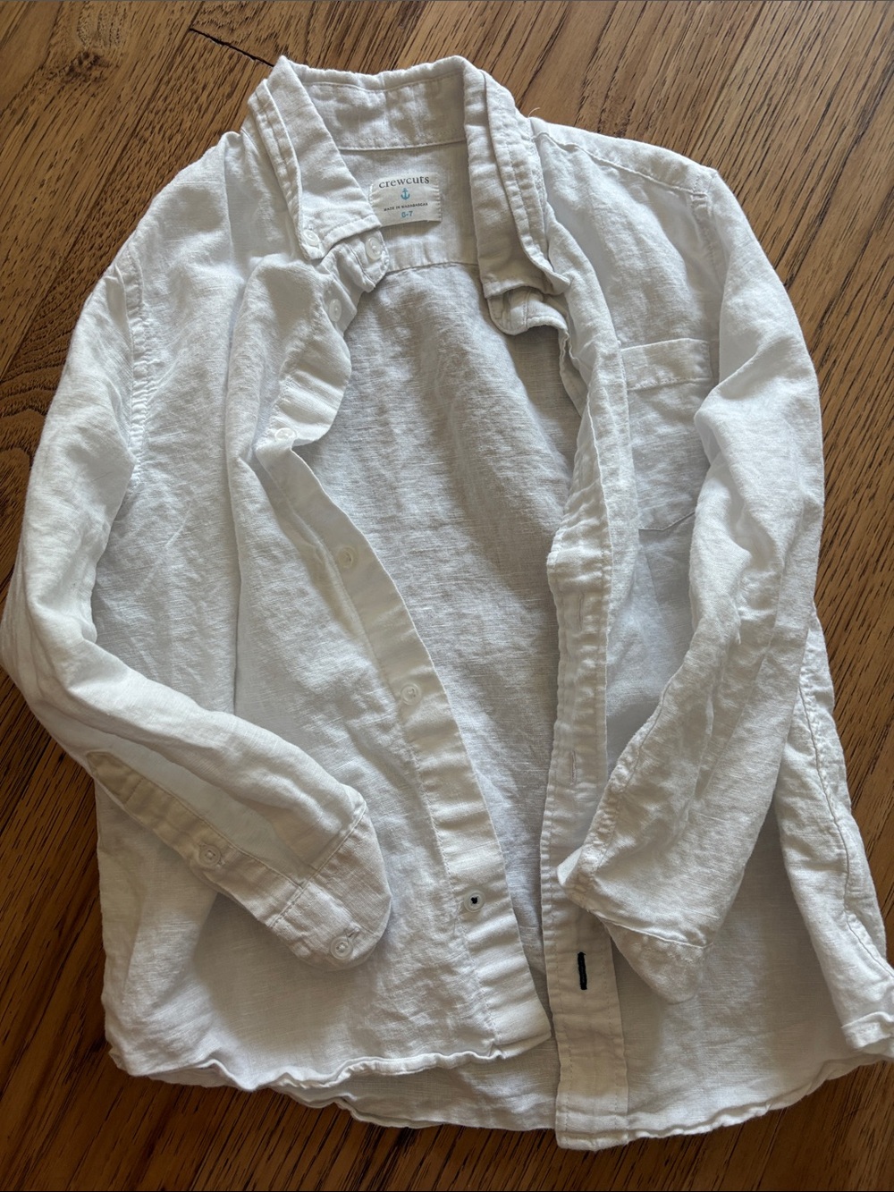 Crewcuts Cream Button-Down Linen Shirt